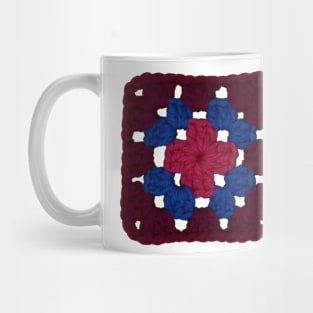 Magenta Vintage Crochet Granny Square Mug